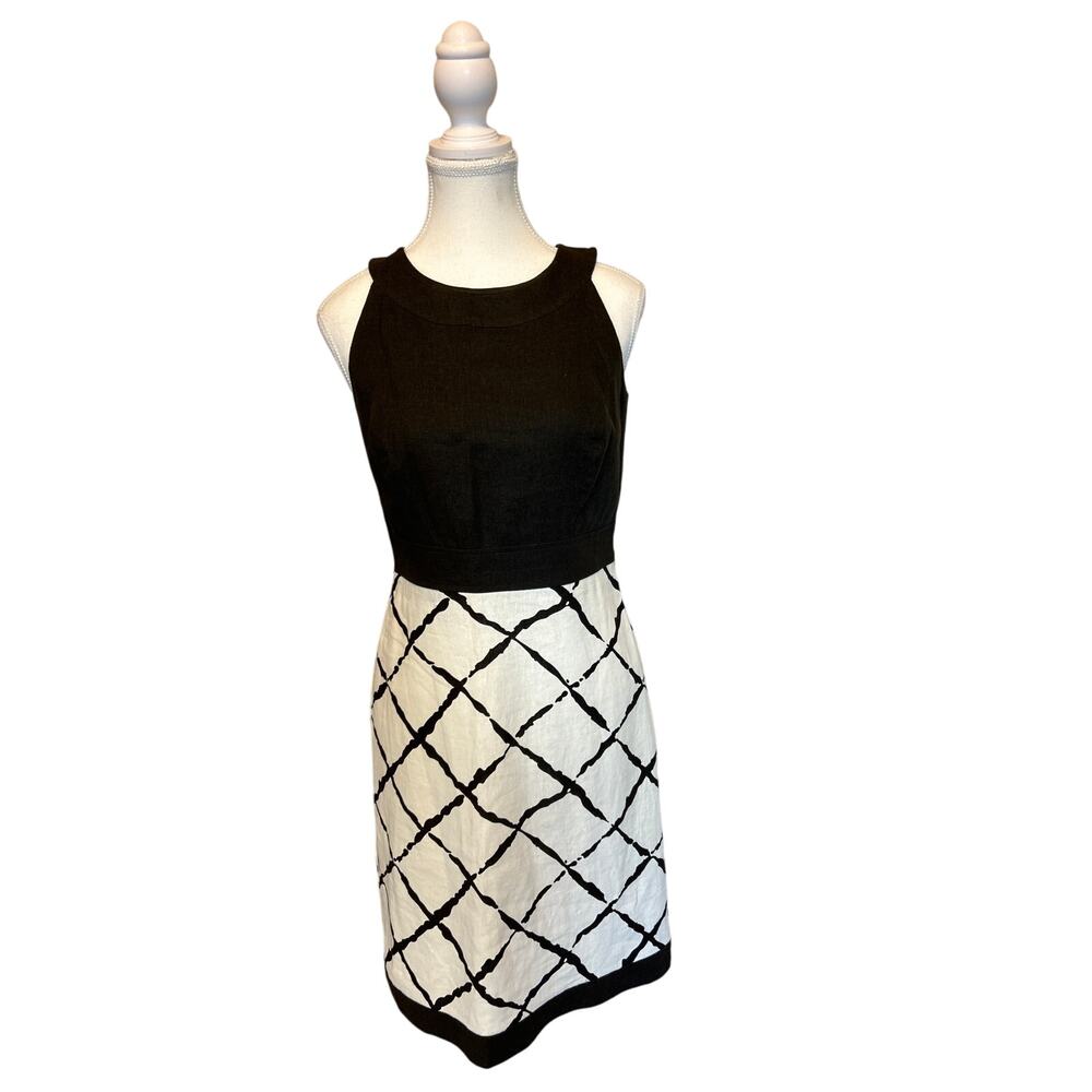 Ann Taylor | Brown Ivory Linen Blend A-Line Dress | 4P